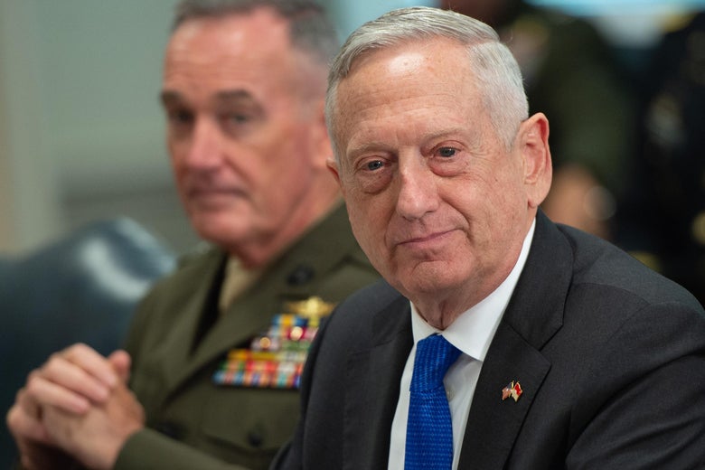 Secretary of Defense Jim Mattis in a meeting at the Pentagon.